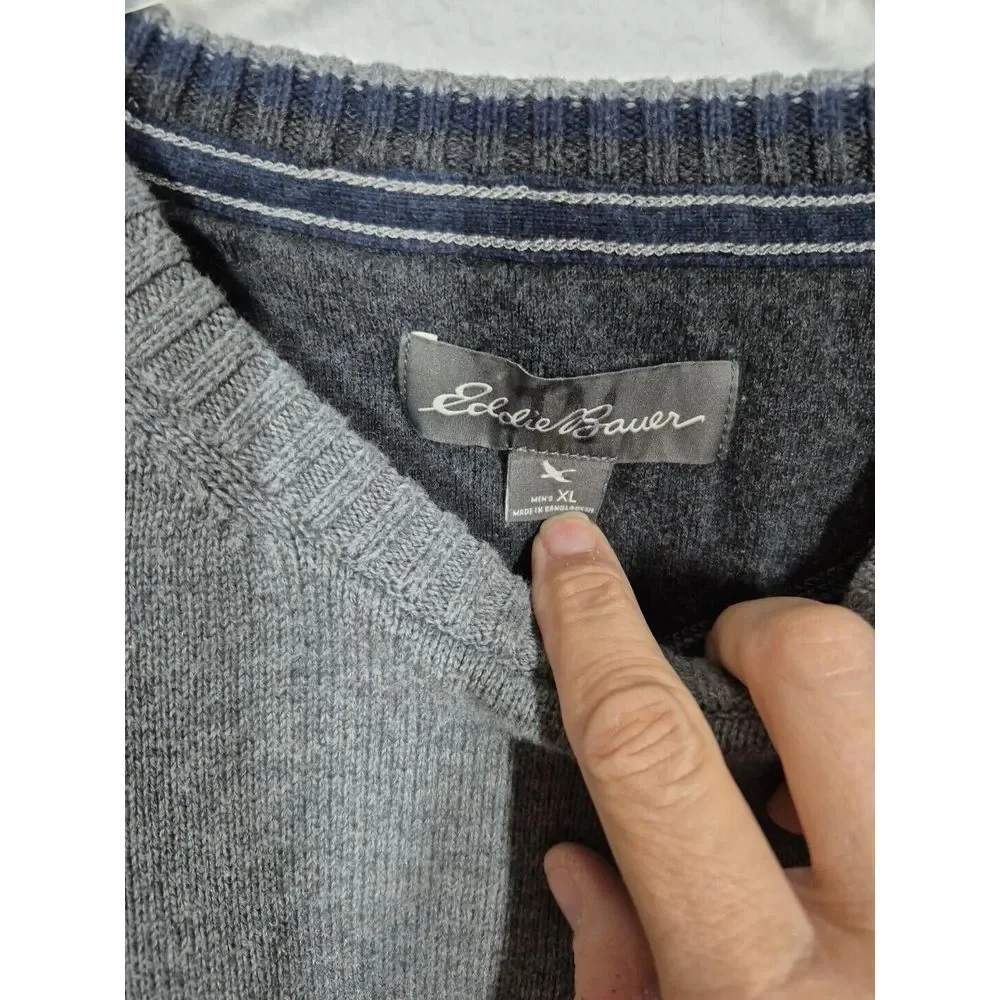 Eddie Bauer Sweater Mens‎ XLGray Cotton Crew Neck Long Sleeve Pullover - Picture 3 of 6